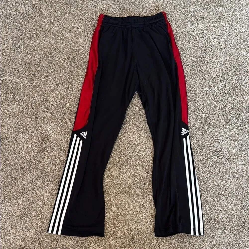 Adidas Black and Red Sweatpants with Signature Stripes